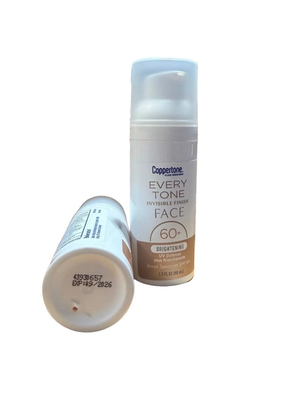 2 Pack Coppertone Every Tone Invisible Finish FACE SPF 60+ Moisturizer 9/2026
